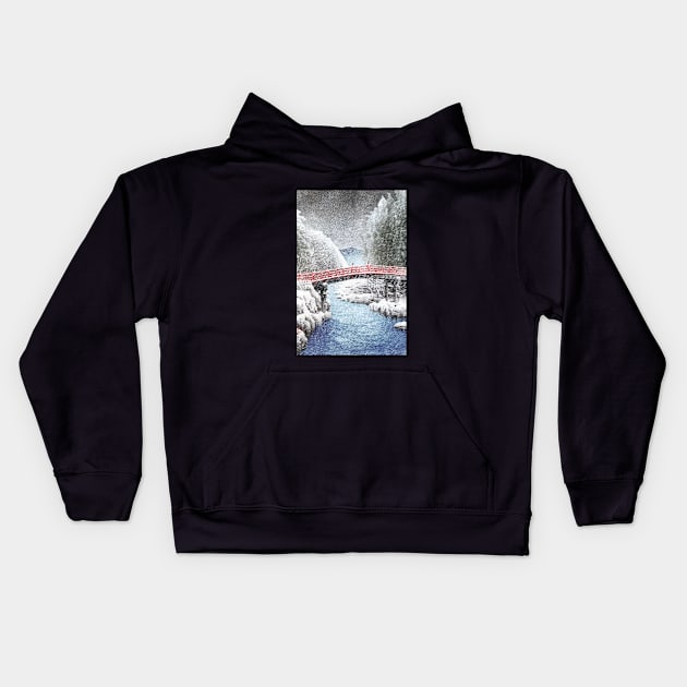 The Sacred Bridge at Nikko by Kawase Hasui Kids Hoodie by Takeda_Art